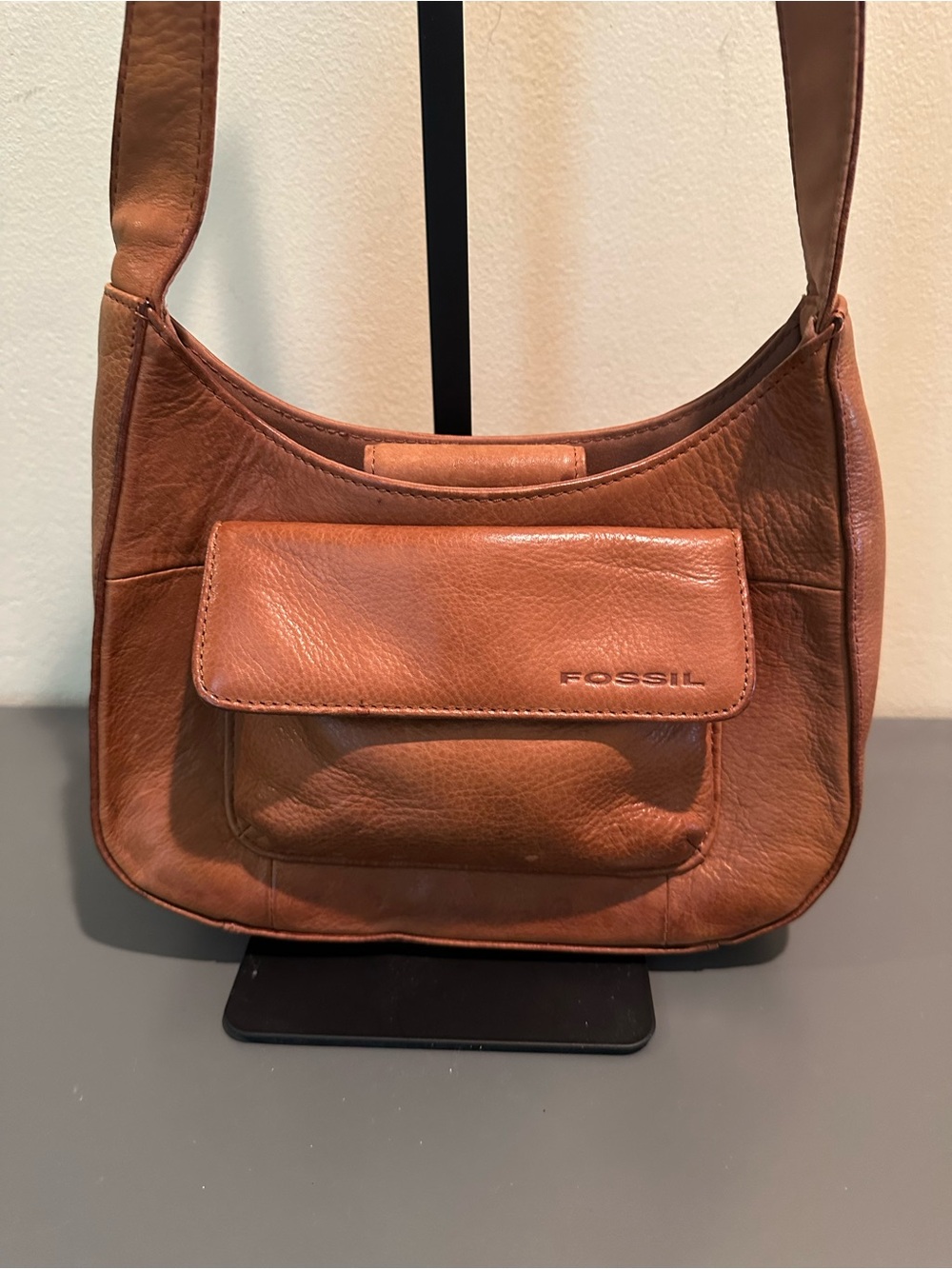 Vintage Fossil Brown Leather Shoulder Bag